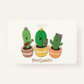 Badge Cactus trio chantante mignonne dessin animé (Dos)