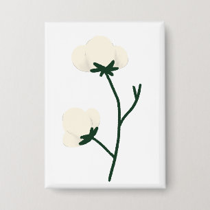 Badge Cadeau botanique de branche de coton blanc rustiqu