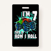 Badge Cadeau d'anniversaire de 7 ans pour Monster Truck  (Dos)