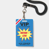 Badge Cadeau de fête VIP Superhero Hero Con (Avant avec lanière)