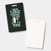 Badge Cadeau de Noël | Bartender Sert Des Boissons Pour  (Avant & arrière)