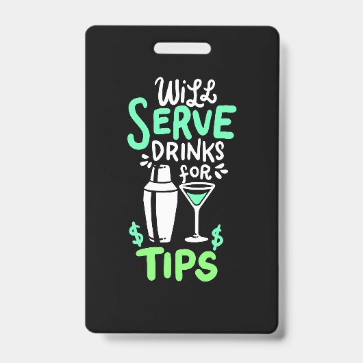 Badge Cadeau de Noël | Bartender Sert Des Boissons Pour  (Avant)