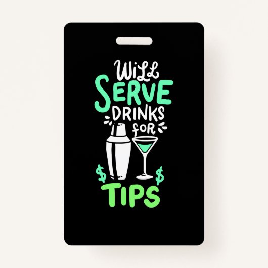 Badge Cadeau de Noël | Bartender Sert Des Boissons Pour  (Devant)