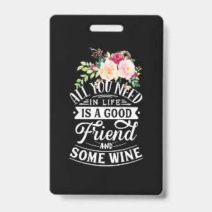 Badge Cadeau de Noël   Bon ami et un peu de vin