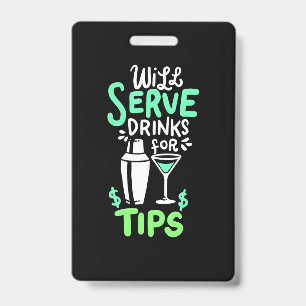 Badge Cadeau de Noël Le barman servira des boissons po