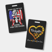 Badge Cadeau de pompier | Tenir pour le drapeau de pompi (Avant & arrière)