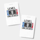 Badge Cadeaux de 8 ans Niveau 8e Jeu vidéo pour garçon d (Avant & arrière)