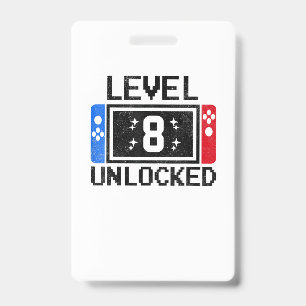 Badge Cadeaux de 8 ans Niveau 8e Jeu vidéo pour garçon d
