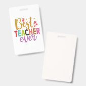 Badge Cadeaux Enseignant | Meilleur Enseignant Jamais (Avant & arrière)
