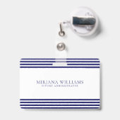 Badge Cadre à lignes bleu marine simples (Arrière avec rétractable)