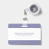 Badge Cadre à lignes bleu marine simples (Avant avec rétractable)