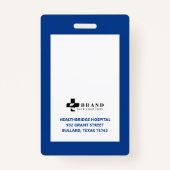 Badge Cadre de bordure bleu minimal - ID photo et logo M (Dos)