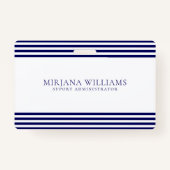 Badge Cadre de lignes bleu marine simple (Dos)