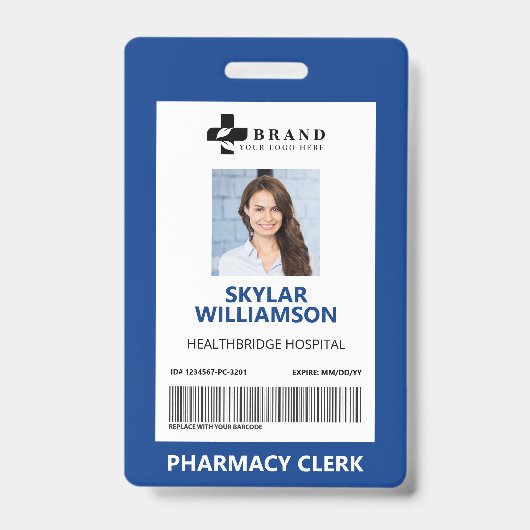 Badge Cadre de photo d'identité médicale avec bordure bl (Avant)