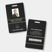 Badge Cadre doré vertical carte d'identité photo code-ba (Avant & arrière)