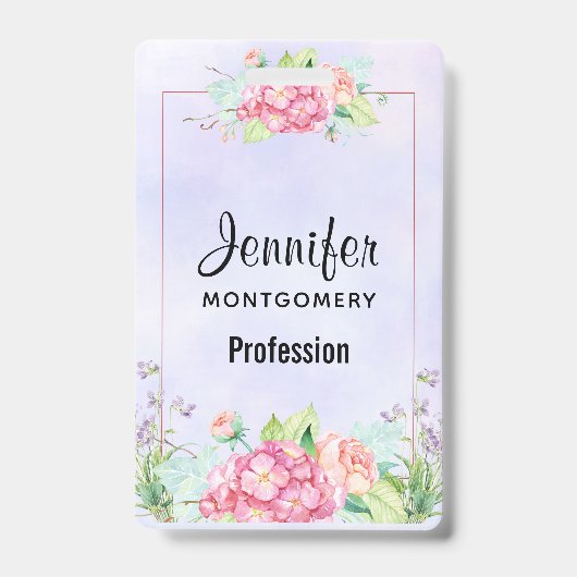 Badge Cadre floral aquarelle rose moderne (Avant)