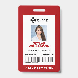 Badge Cadre rouge minimal - ID photo et logo Médicales