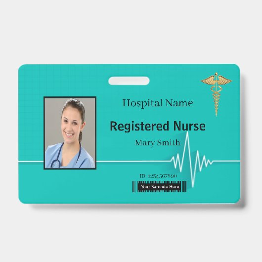 Badge Caducée Identification médicale à fréquence cardia (Avant)