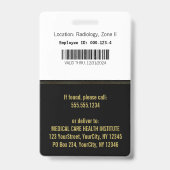 Badge Caducée médical doré élégant sur carte d'identité (Arrière)