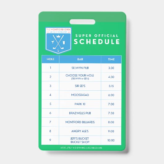 Badge Calendrier pour Lanyard (Avant)