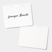 Badge Calligraphie Élégant Noir Blanc Simple Nom (Avant & arrière)