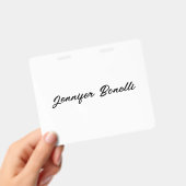 Badge Calligraphie Élégant Noir Blanc Simple Nom (Manuel / portable)