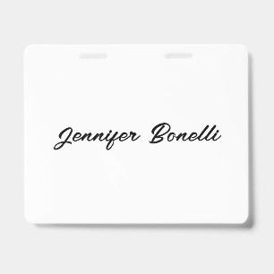 Badge Calligraphie Élégant Noir Blanc Simple Nom