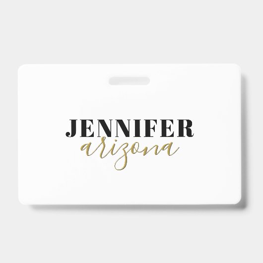 Badge Calligraphie Elegant Plain Ajouter son propre nom (Avant)