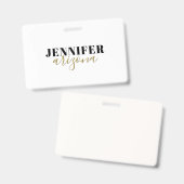 Badge Calligraphie Elegant Plain Ajouter son propre nom (Avant & arrière)
