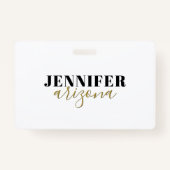 Badge Calligraphie Elegant Plain Ajouter son propre nom (Devant)