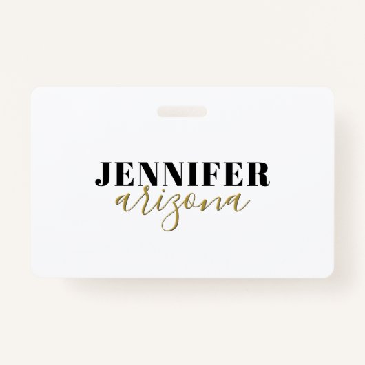 Badge Calligraphie Elegant Plain Ajouter son propre nom (Devant)