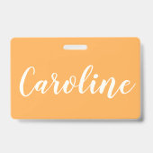 Badge Calligraphie moderne tendance jaune nom personnali (Arrière)