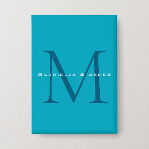 Badge Calligraphie monogramme Azure Blue Modern Plain