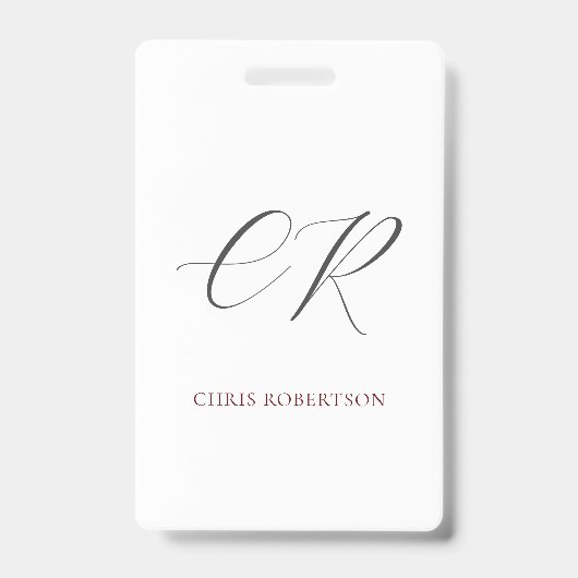 Badge Calligraphie Nom du monogramme Noir Blanc Personna (Avant)