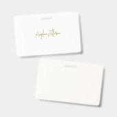 Badge Calligraphie Professionnel Élégant Couleur Or (Avant & arrière)