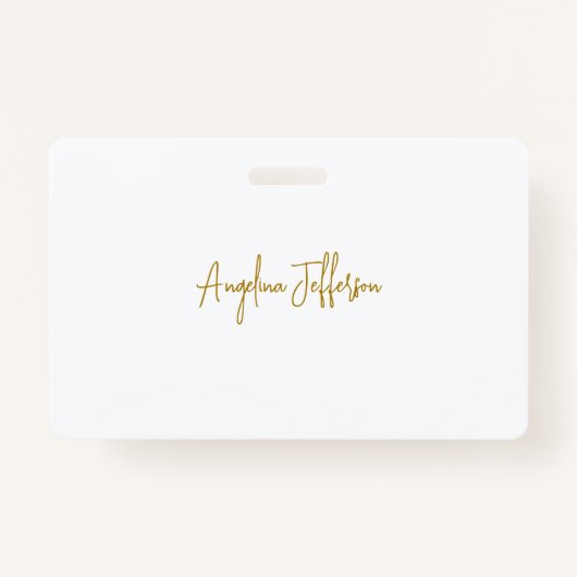 Badge Calligraphie Professionnel Élégant Couleur Or (Devant)