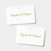 Badge Calligraphie Professionnel Élégant Couleur Or (Recto et verso)