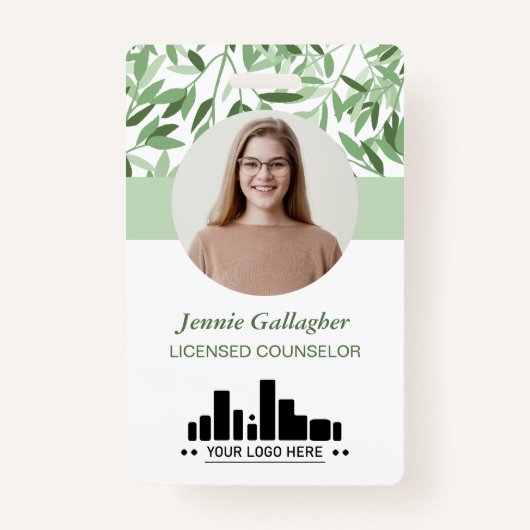 Badge Calme Vert Vert Vert Vert Vert Arrondi ID Photo Lo (Devant)