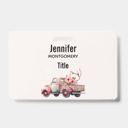 Badge Camionnette vintage rose de fermier (Avant)