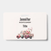 Badge Camionnette vintage rose de fermier (Arrière)