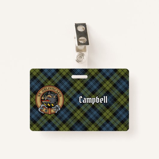 Badge Campbell Crest sur Tartan (Devant avec clip)