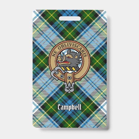Badge Campbell Crest sur tartan de robe (Avant)