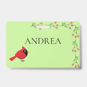 Badge Cardinal Rouge Cardinal Cardinal aux Fleurs