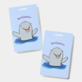 Badge Caricature adorable de marsouin (Avant & arrière)