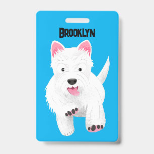 Badge Caricature blanche de terrier de l'ouest