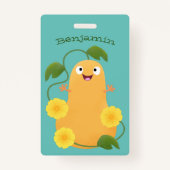 Badge Caricature citrouille gourde en beuret joyeux (Dos)