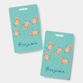 Badge Caricature de cacahuètes joyeux sautillant (Avant & arrière)