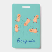 Badge Caricature de cacahuètes joyeux sautillant (Arrière)