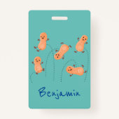 Badge Caricature de cacahuètes joyeux sautillant (Dos)