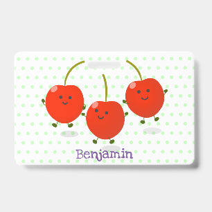 Badge Caricature de cerises rouges à sauter mûr
